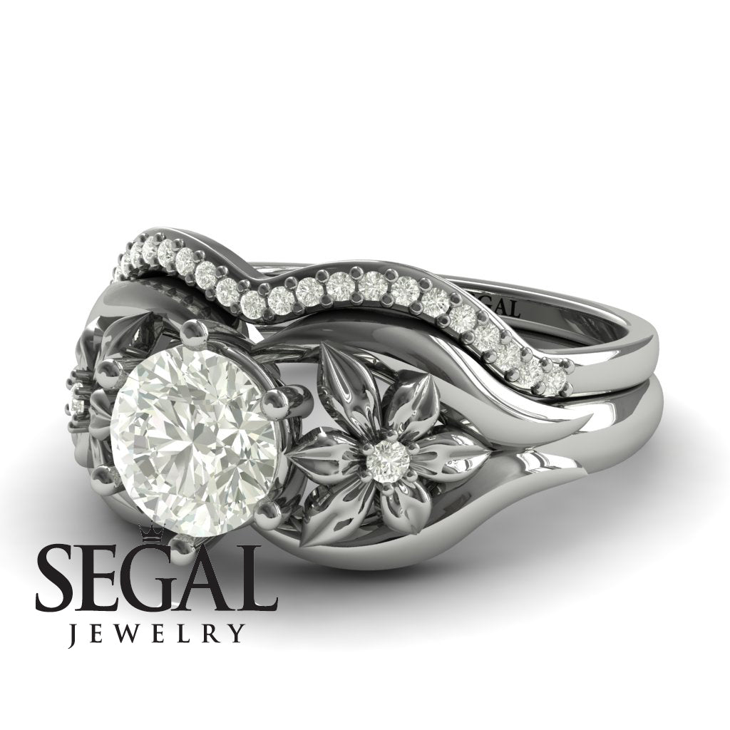 Two Seasons Bridal Set Flower Ring Diamond Ring- Bella no. 3